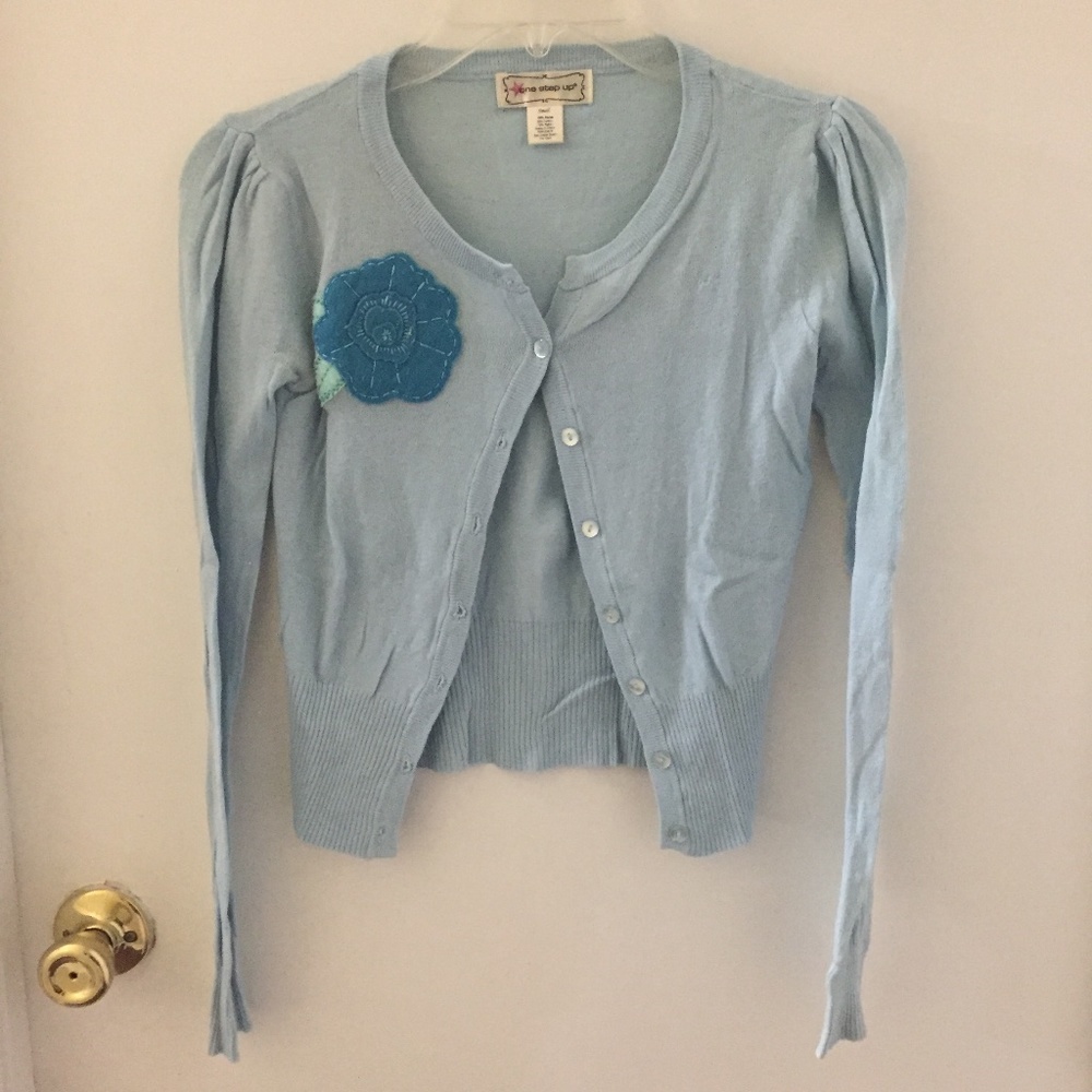 One Step Up Girls Cardigan Blue Flower Size S